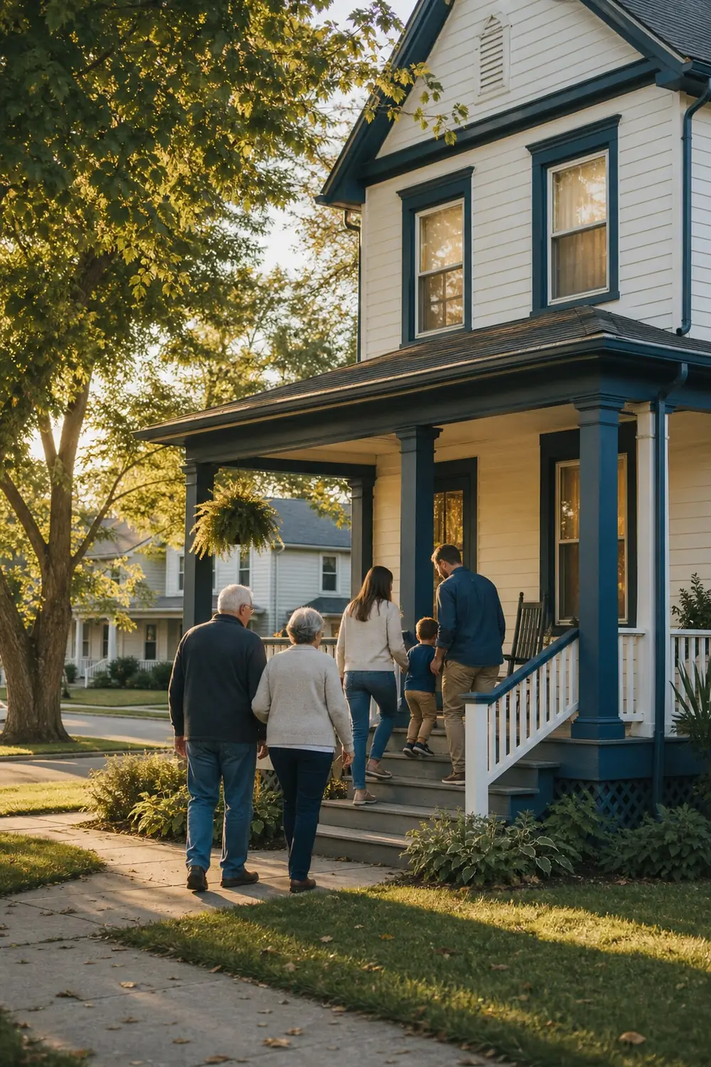 Three generations of an Ohio family arriving at their home, protected by 1859 Mutual