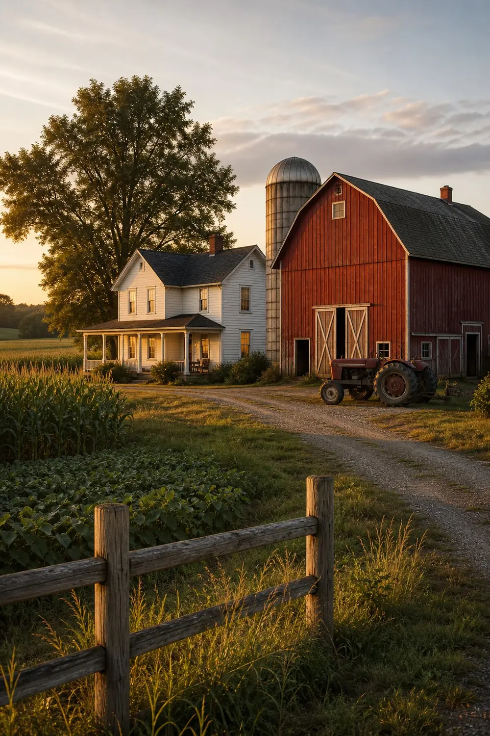 An Ohio family farm with red barn and silo insured by 1859 Mutual Farmowners insurance